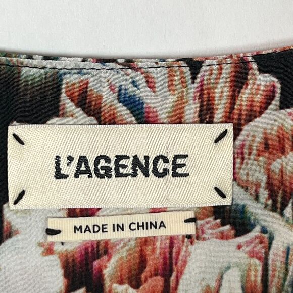 L'Agence 100% Silk Charmeuse Camisole Top Small Feminine Dark Floral Botanical - Picture 8 of 12